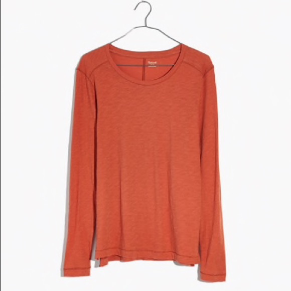 Madewell Tops - {MADEWELL} ORANGE LONG SLEEVE SHIRT SZ L